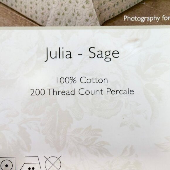 Cabbages & Roses KING Size Sheet Set JULIA SAGE Crisp Cotton Percale - Picture 6 of 6